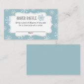 冬の雪の赤ちゃんシャワーおむつラッフルチケット エンクロージャーカード (正面/裏面)