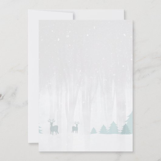 冬の雪の赤ちゃんシャワー甘い小さな双子の女の子 招待状 (裏面)