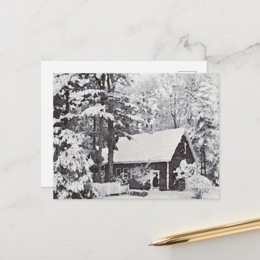 冬の雪の農園はがき ポストカード (正面/裏面インサイチュ)