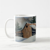 冬の雪の農場放棄ホームステッド コーヒーマグカップ (左)
