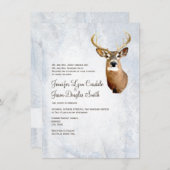 冬の雪の迷彩柄狩りディアー結婚式招待状 招待状 (正面/裏面)