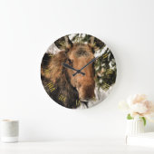 冬の雪の野生のカナダのアメリカヘラジカ ラージ壁時計 (ホーム)