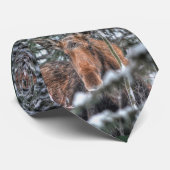 冬の雪の野生のカナダのムース牛 ネクタイ (ロール)