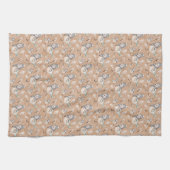 冬の雪の雀 水彩手描き キッチンタオル (横)