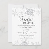 冬の雪の雪の中の恋のブライダルシャワー 招待状 (正面)