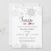 冬の雪の雪の恋の雪ブライダルシャワーInvite 招待状 (正面)