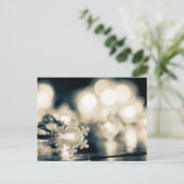 冬の雪の雪片の妖精のライト ポストカード (スタンド正面)