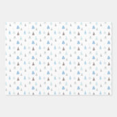 冬の雪の青いクリスマスツリー ラッピングペーパーシート (正面2)