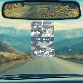 冬の雪の青の迷彩自分の名前をパーソナライズ カーエアーフレッシュナー