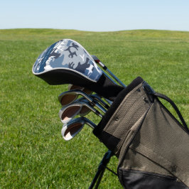 冬の雪の青の迷彩自分の名前をパーソナライズ ゴルフヘッドカバー