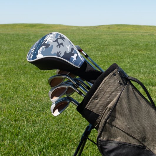 冬の雪の青の迷彩自分の名前をパーソナライズ ゴルフヘッドカバー (インサイチュ)