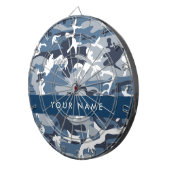 冬の雪の青の迷彩自分の名前をパーソナライズ ダーツボード (正面右)