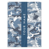 冬の雪の青の迷彩自分の名前をパーソナライズ テーブルクロス (正面)