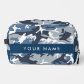 冬の雪の青の迷彩自分の名前をパーソナライズ ドップキット (正面)