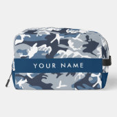 冬の雪の青の迷彩自分の名前をパーソナライズ ドップキット (裏面)
