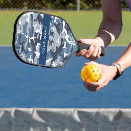 冬の雪の青の迷彩自分の名前をパーソナライズ ピックルボールラケット