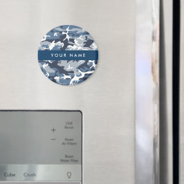 冬の雪の青の迷彩自分の名前をパーソナライズ マグネット