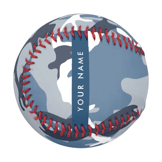 冬の雪の青の迷彩自分の名前をパーソナライズ 野球ボール (正面左)