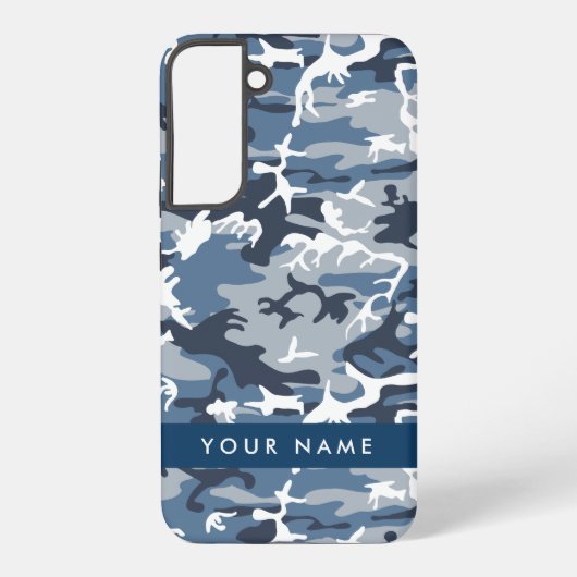 冬の雪の青の迷彩自分の名前をパーソナライズ SAMSUNG GALAXYケース (裏面)
