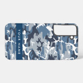 冬の雪の青の迷彩自分の名前をパーソナライズ SAMSUNG GALAXYケース (裏面横)