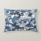 冬の雪の青の迷彩、軍隊、陸軍 アクセントクッション (正面)