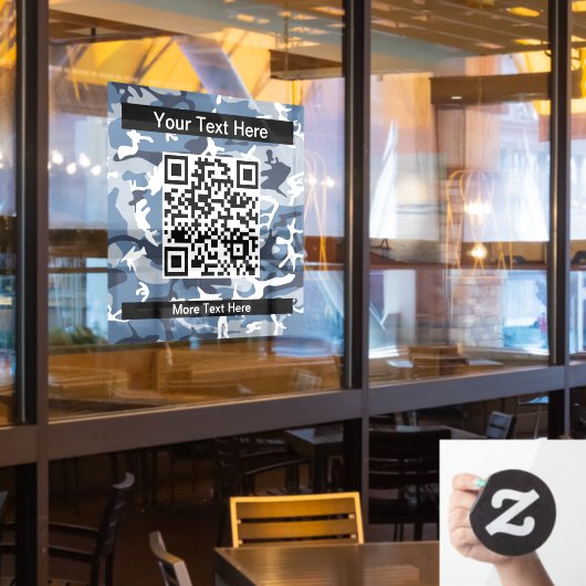 冬の雪の青の迷彩、軍隊、陸軍 ウィンドウサイン (レストラン窓)