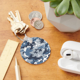 冬の雪の青の迷彩、軍隊、陸軍 キーホルダー