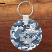冬の雪の青の迷彩、軍隊、陸軍 キーホルダー (正面)