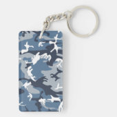 冬の雪の青の迷彩、軍隊、陸軍 キーホルダー (裏面)