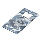 冬の雪の青の迷彩、軍隊、陸軍 クレジットカード栓抜き (裏面アングル)