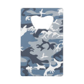 冬の雪の青の迷彩、軍隊、陸軍 クレジットカード栓抜き (裏面)