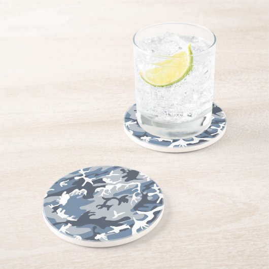 冬の雪の青の迷彩、軍隊、陸軍 コースター (側面)