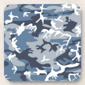 冬の雪の青の迷彩、軍隊、陸軍 コースター (正面)