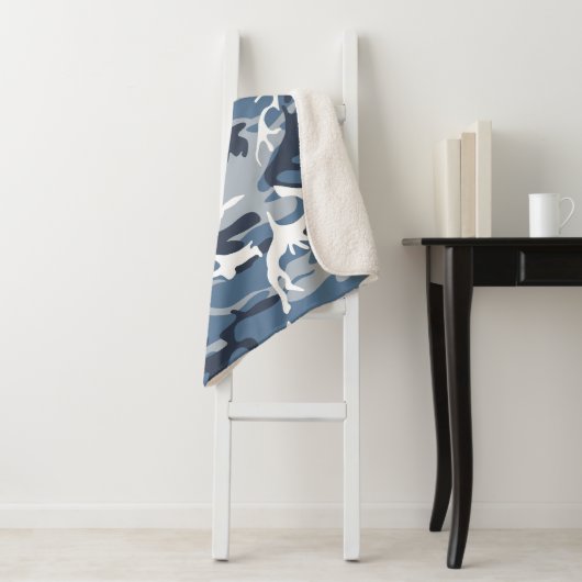 冬の雪の青の迷彩、軍隊、陸軍 シェルパブランケット (インサイチュ)