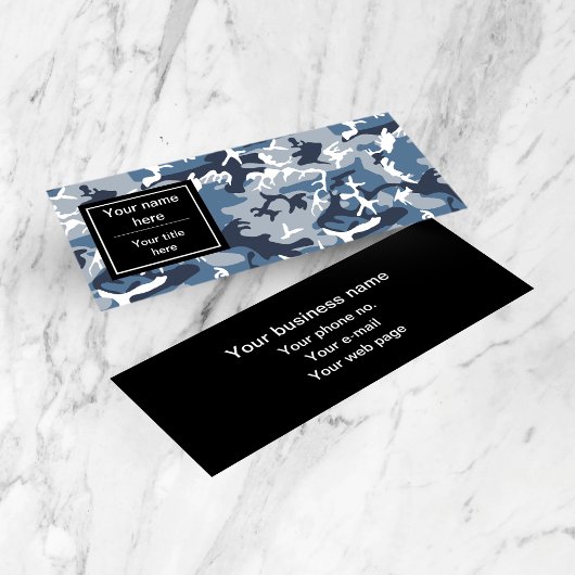 冬の雪の青の迷彩、軍隊、陸軍 スキニー名刺