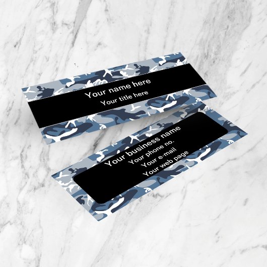 冬の雪の青の迷彩、軍隊、陸軍 スキニー名刺