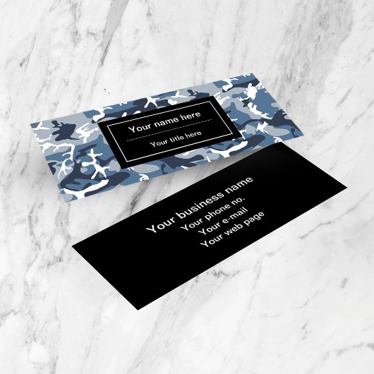 冬の雪の青の迷彩、軍隊、陸軍 スキニー名刺