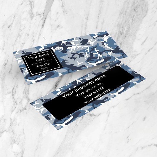 冬の雪の青の迷彩、軍隊、陸軍 スキニー名刺