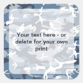 冬の雪の青の迷彩、軍隊、陸軍 スクエアシール (正面)