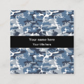 冬の雪の青の迷彩、軍隊、陸軍 スクエア名刺 (裏面)