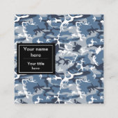 冬の雪の青の迷彩、軍隊、陸軍 スクエア名刺 (裏面)