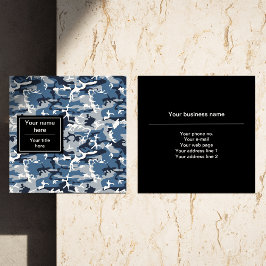 冬の雪の青の迷彩、軍隊、陸軍 スクエア名刺