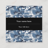 冬の雪の青の迷彩、軍隊、陸軍 スクエア名刺 (裏面)