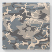 冬の雪の青の迷彩、軍隊、陸軍 ストーンコースター (正面)