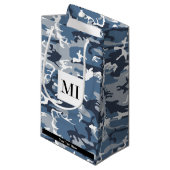 冬の雪の青の迷彩、軍隊、陸軍 スモールペーパーバッグ (正面アングル)