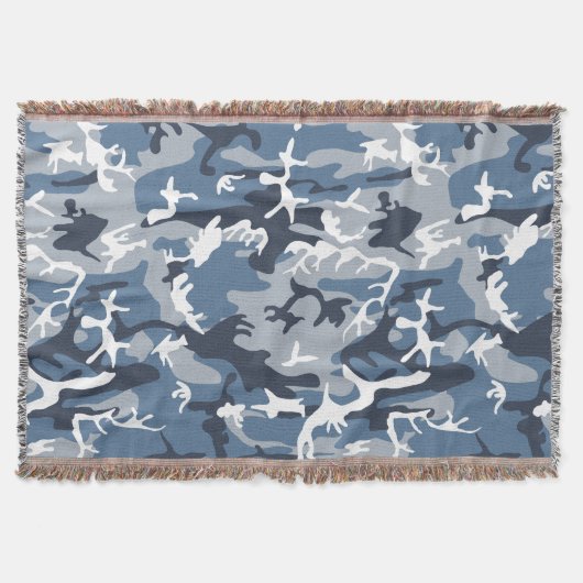 冬の雪の青の迷彩、軍隊、陸軍 スローブランケット (正面)