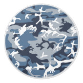 冬の雪の青の迷彩、軍隊、陸軍 セラミックノブ (正面)