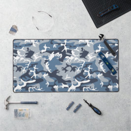 冬の雪の青の迷彩、軍隊、陸軍 デスクマット