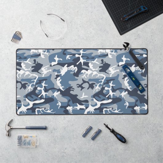 冬の雪の青の迷彩、軍隊、陸軍 デスクマット (ワークステーション)