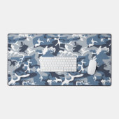 冬の雪の青の迷彩、軍隊、陸軍 デスクマット (キーボード&マウス)